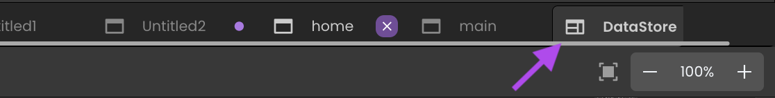 Qodly Studio showing a horizontal scrollbar beneath the title bar tabs, enabling users to scroll and access additional open items when the tab list exceeds the visible area.